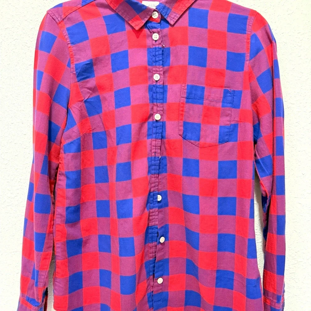 J. Crew boy fit cotton Vibrant Red and Blue Plaid Shirt S‎